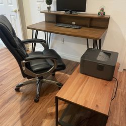 Computer Desk, Chair, Printer Stand