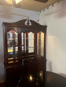 Solid Wood China Cabinet with LED Lights