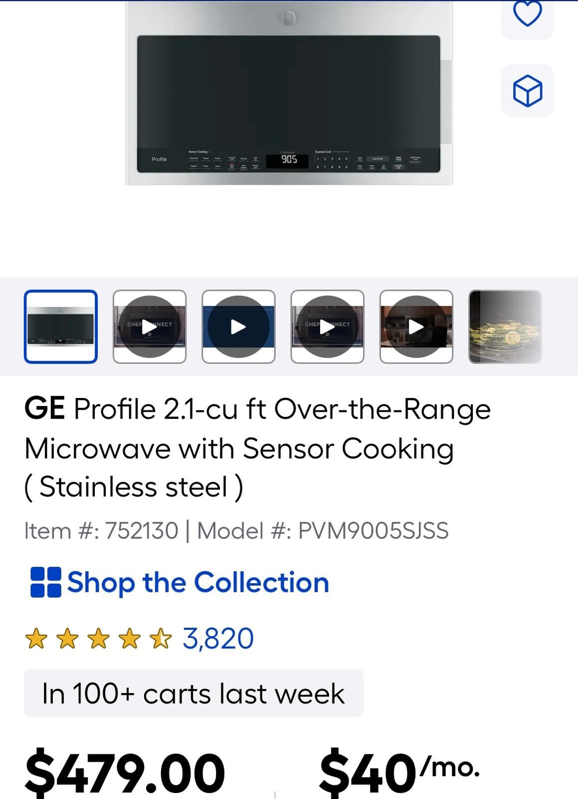 new microwave, GE. 30 “over range
