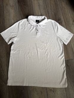 14th & Union Polo Shirt Mens L Biege Short Sleeve 100% Cotton Casual Collared
