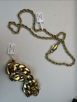 14k 24 inch rope chain and 14k cuban bracket