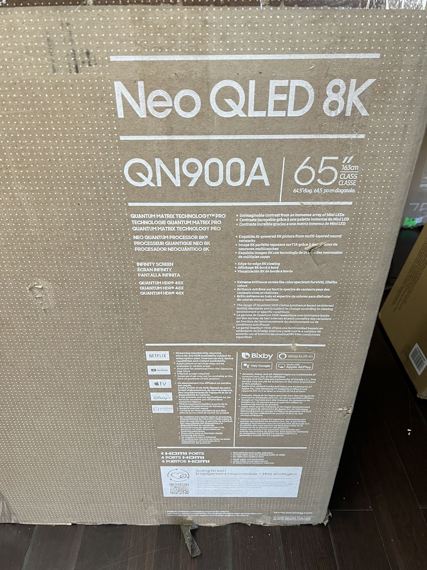 SAMSUNG 65 Inch Class Neo QLED 8K QN900A Series UHD Quantum HDR 64x Infinity Screen Anti Glare Object Tracking Sound Pro Smart TV with Alexa Built