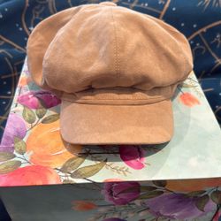 Tan Suede-Look Newsboy Cap / Baker Boy Hat – Vintage Style