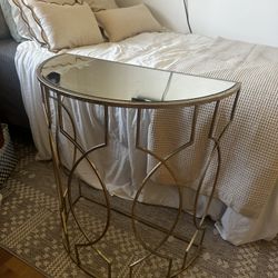 Gold Tone Nightstand End table Hallway Console Table 