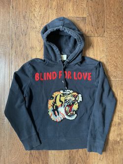 Gucci Tiger Head Accent Blind For Love Hoodie Size Small