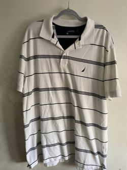 Nautica White And Black Stripe Polo Shirt Size 3 Xl