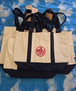 Trader Joes- Large Navy Tote Bag (NWT)
