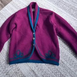 Vintage Pendleton Deadstock Pink Wool 80’s Teal Cowl Neck Women’s Sweater