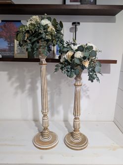 Boho Farmhouse Wedding Decor Mantle Hearth Candle Holder Floral Arrangement Stand