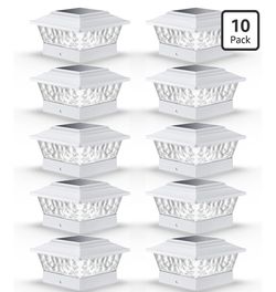 Solar Post Cap Lights Outdoor 4 Modes 10 Pack, White, Warm/White
Fence Post Lights with Dynamic Lighting, 12 LEDs for 4x4, 5x5 & 6x6 Vinyl/Wood Posts,
