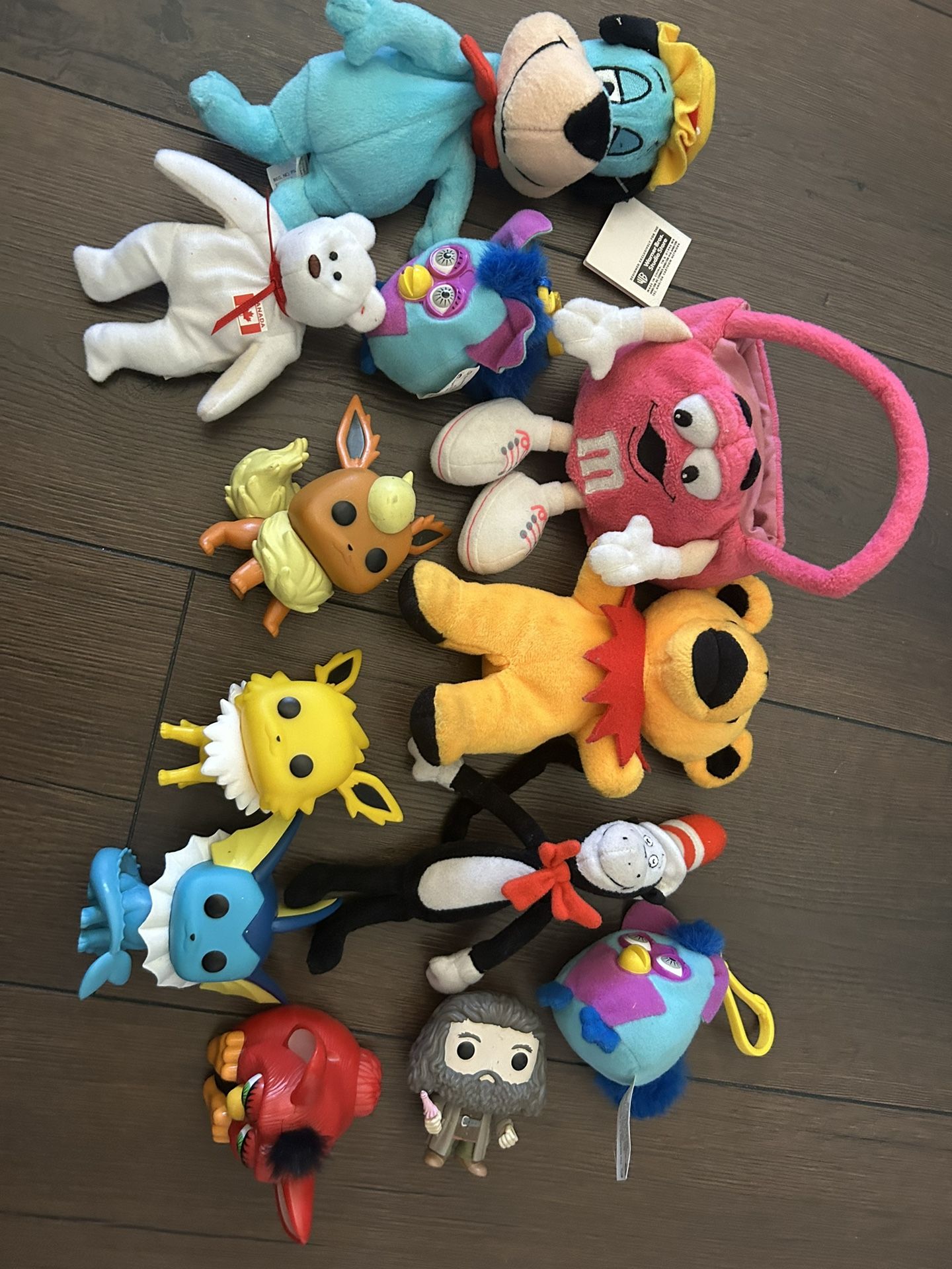 Plushies ,furbys,pokemon