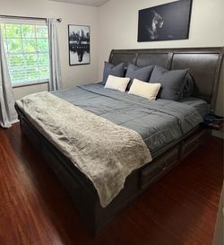 King Storage Bed + Mattress – $200 OBO – Must Go