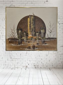 Modern oil painting by Eduardo Oropeza, Chicago skyline