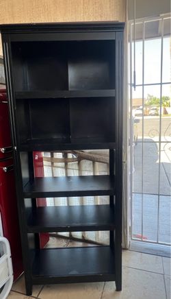 Black Wood Bookcase with 5 Shelves