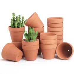 3 Inch Terracotta Pots with Saucer-20 Pack，Cactus Terra Cotta Flower Pots with Drainage，Succulent Nursery Clay Pots Great for Plants,DIY Crafts, Weddi