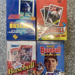 4 - Baseball Card Wax Boxes 3 Are Factory Sealed