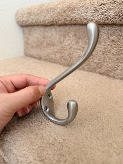Coat Hooks 8 Pack Wall Mounted Brushed Nickel Door Hooks Double Prong Hooks for Hanging Clothes/Towels/Key-Suitable for Bedroom/Bathroom/Entryway