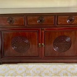 🔥🌹 RARE SOLID ROSEWOOD Hand-Carved Asian Credenza — HEIRLOOM STATEMENT 🌹🔥