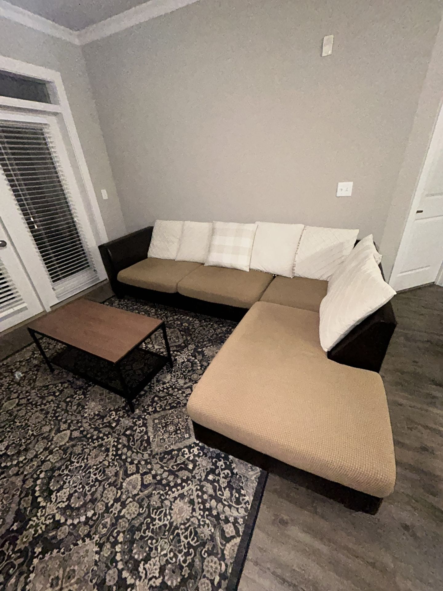 Black/ Tan Sectional Couch