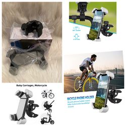 Bike Phone Holder, Motorcycle Phone Mount - Universal Adjustable Phone Stand for iPhone, Samsung , Huawei, All 4-7 Devices More，360 Degree Rotation Ba