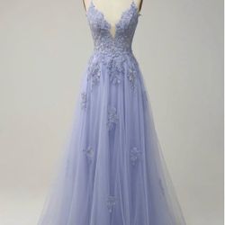 Periwinkle Prom Dress  & Lace-Up Back