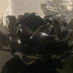 Black Flower Blossom Candle Tealight Holder 