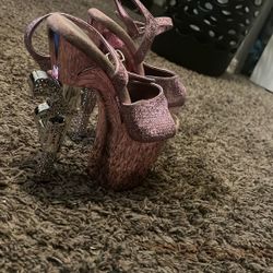 Pink Glitter Pleasers Heels
