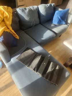 Blue couch sofa chaise