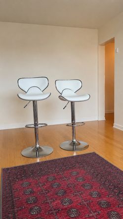Modern White Bar Stools – Set of 2 – $100