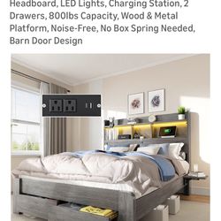Full & Queen Size Bed Frame W/ Nightstands