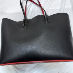 Christia Louboutin Cabata Spikes Leather Tote With Insert