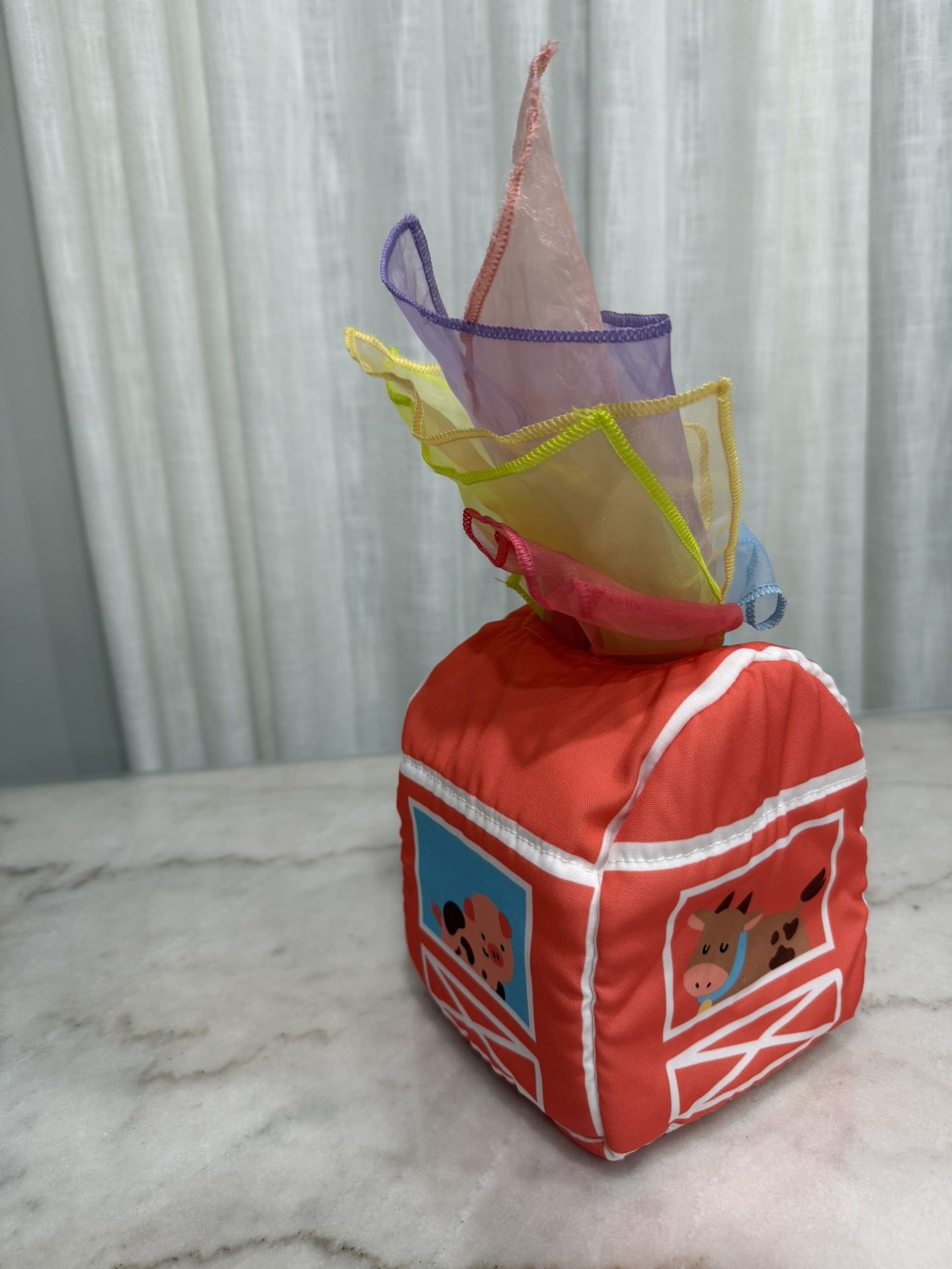 🌈 Montessori Sensory Tissue Box Toy – Crinkle Scarf Pull Activity