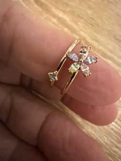 Multicolor flower stone ring
