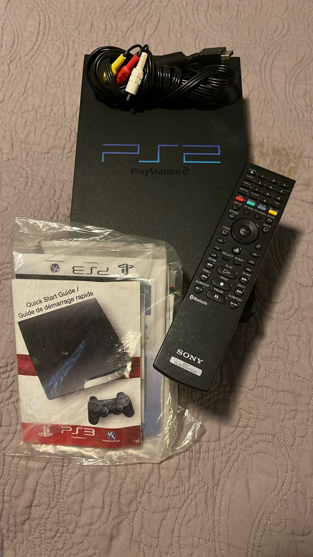 Playstation Two With Remote Hook Up Cables ,And Quickstart Guide