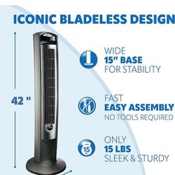 Lasko Portable Electric 42" Oscillating Tower Fan with Nighttime Setting, Timer and Remote