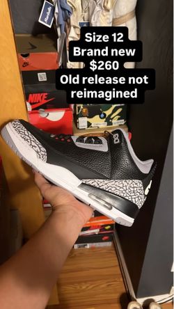 Jordan 3 black cement size 12