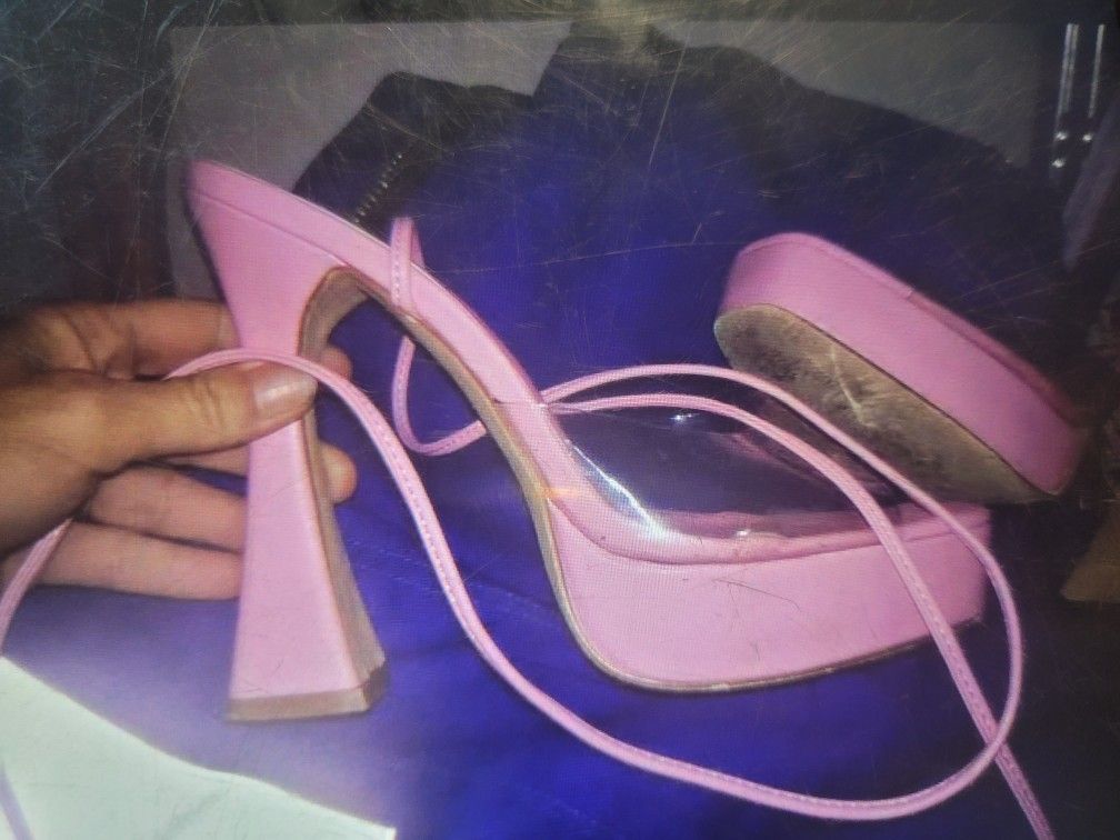 Barbie Pink Lace Up Heels
