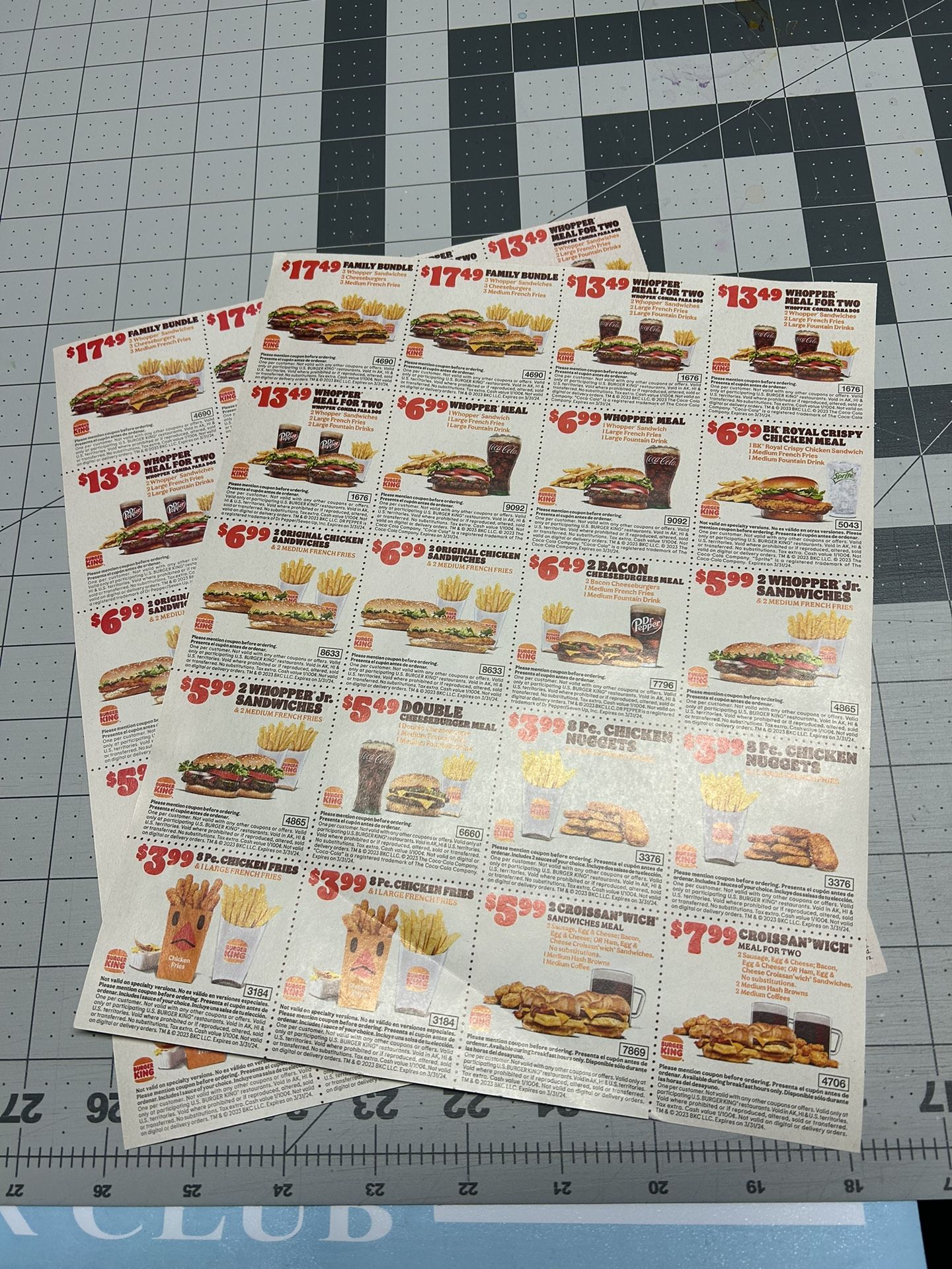 3sheets Burger King Coupons! EXP 3/31/24