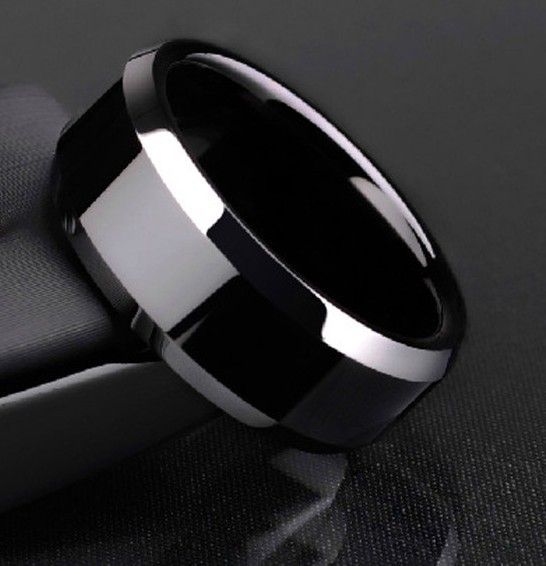 8mm Black Stainless Steel Ring Wedding Band