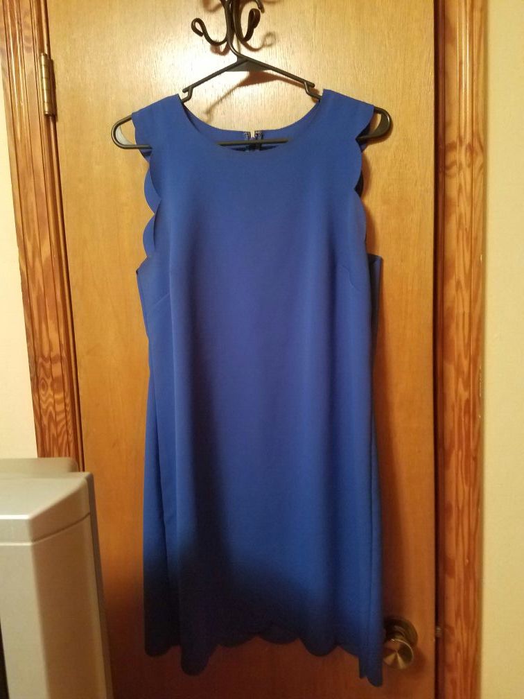 J Crew Scalloped Shift Dress Blue Size 12