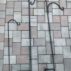 SHEPHERD HOOKS (3) and HANGING Planters, Pots (11)