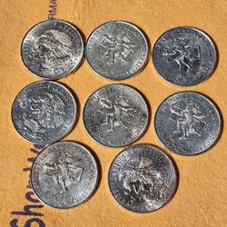 8 Olympic Games Silver Coins Collectibles, 1968