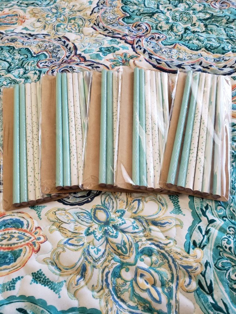 5 (6 Pack) Decorative Mint Wooden Pencils - 30 Pencils total