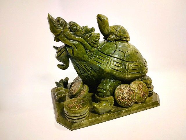 11lb Green Jade Feng Shui Lucky Money Dragon Turtle