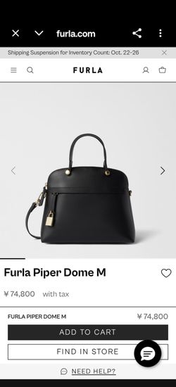 Furla Piper Dome M Black Leather Handbag