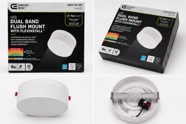 Commercial Electric 6” LED Dual Band Flush Mount Ceiling Light – White – 5 Color Selectable – Brand New