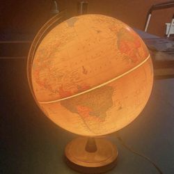 Cram Co. Antique World Spinning Globe Light Up Lamp