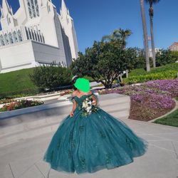 Vestido De Quinceañera Color Verde Esmeralda 
