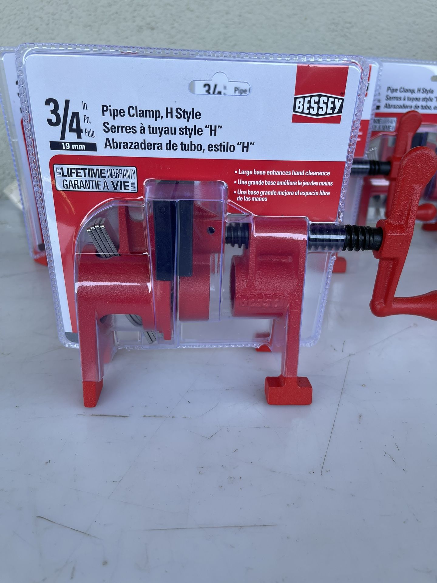 BESSEY BPC-H34 3/4-Inch H Style Pipe Clamp, red (Pack of 4)
