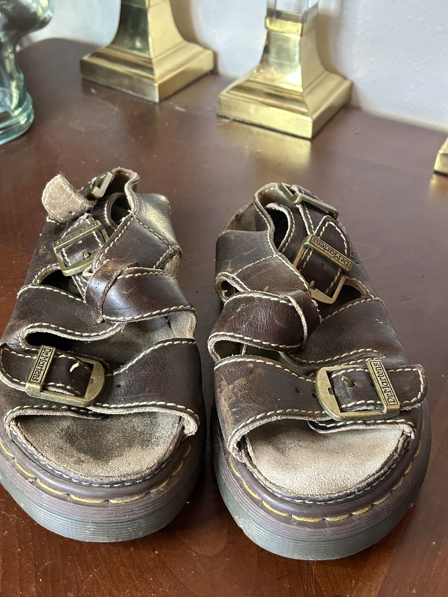 Dr. Martens Chunky Brown Leather Buckle Sandals Vintage Size 39